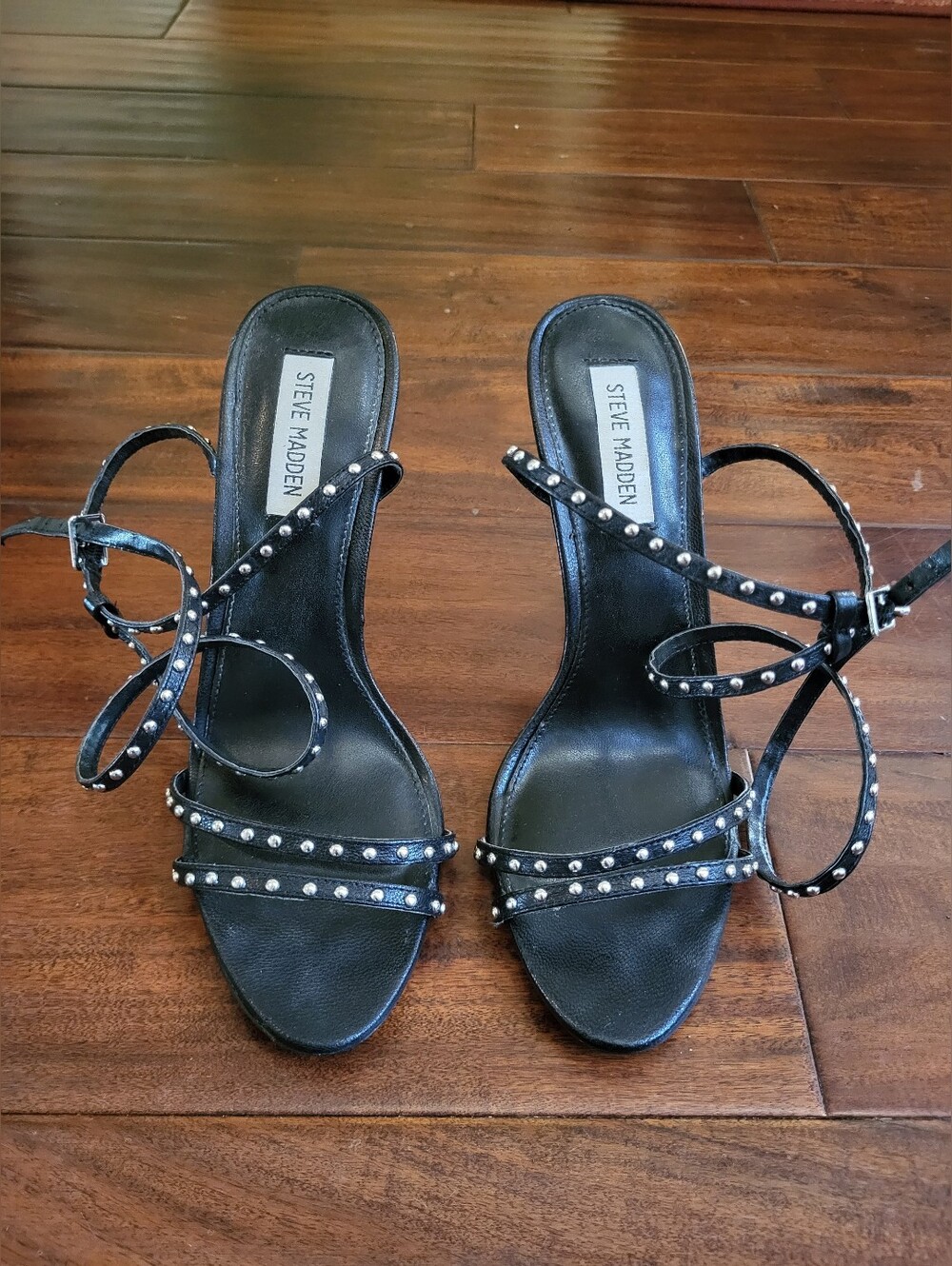 Steve Madden Black Studded Strappy Heels